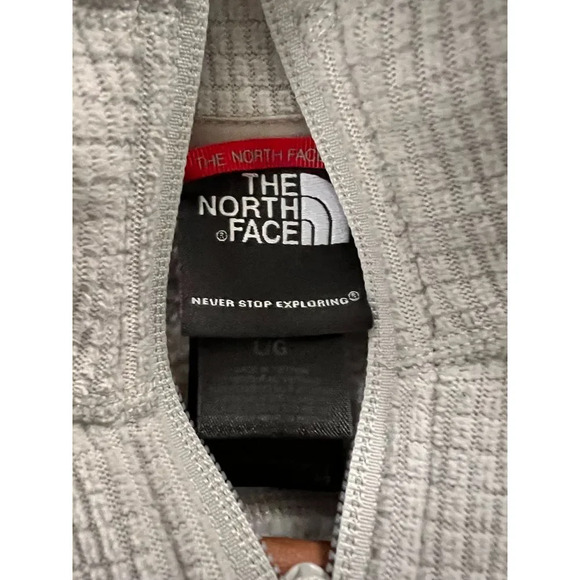 The North Face Quarter Zip Fleece Pullover Textured Beige Outdoor Sweater L - Picture 3 of 4